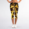 Flaming Pentagram Symbol Print Women's Capri Leggings
