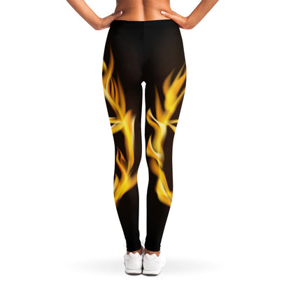 Flaming Pentagram Symbol Print Women's Leggings