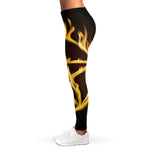 Flaming Pentagram Symbol Print Women's Leggings