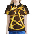 Flaming Pentagram Symbol Print Women's Polo Shirt