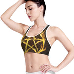 Flaming Pentagram Symbol Print Women's Sports Bra