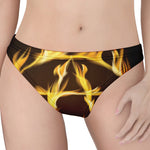 Flaming Pentagram Symbol Print Women's Thong