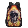 Flaming Skull And Cross Wrench Print 17 Inch Backpack