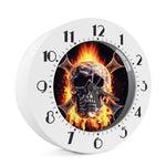 Flaming Skull And Cross Wrench Print Alarm Clock