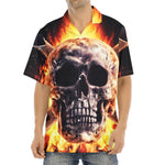 Flaming Skull And Cross Wrench Print Aloha Shirt