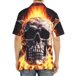 Flaming Skull And Cross Wrench Print Aloha Shirt