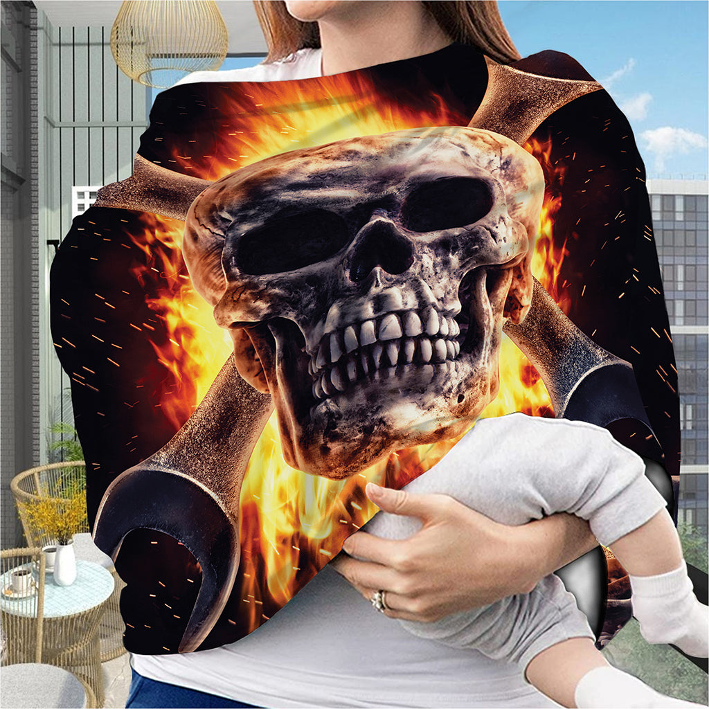 Flaming Skull And Cross Wrench Print Baby Seat Cover