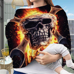 Flaming Skull And Cross Wrench Print Baby Seat Cover