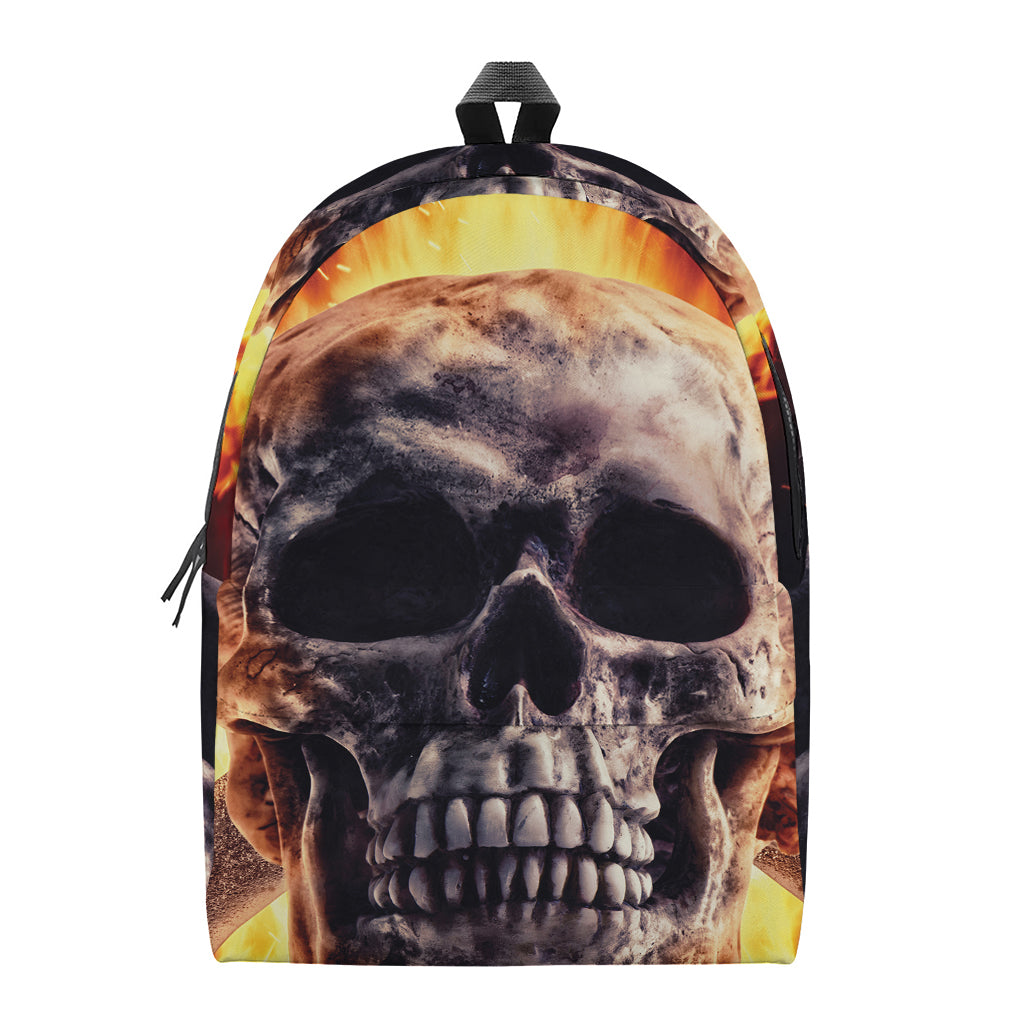 Flaming Skull And Cross Wrench Print Backpack