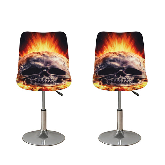 Flaming Skull And Cross Wrench Print Bar Stool Covers