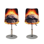Flaming Skull And Cross Wrench Print Bar Stool Covers