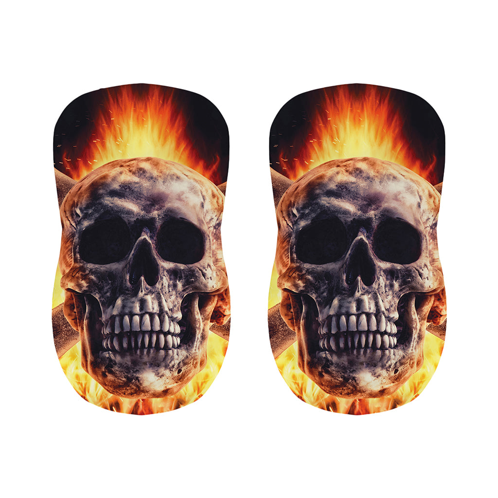 Flaming Skull And Cross Wrench Print Bar Stool Covers