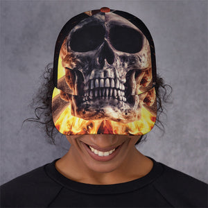 Flaming Skull And Cross Wrench Print Baseball Cap