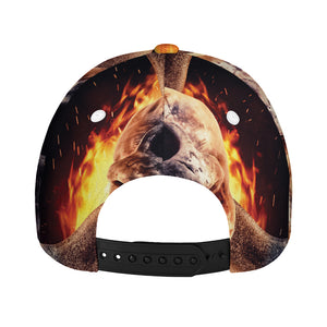 Flaming Skull And Cross Wrench Print Baseball Cap