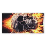 Flaming Skull And Cross Wrench Print Beach Towel