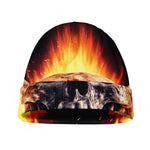 Flaming Skull And Cross Wrench Print Beanie