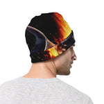 Flaming Skull And Cross Wrench Print Beanie