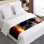 Flaming Skull And Cross Wrench Print Bed Runner