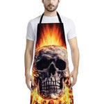 Flaming Skull And Cross Wrench Print Bib Apron With Pocket