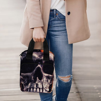 Flaming Skull And Cross Wrench Print Bible Tote Bag