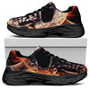 Flaming Skull And Cross Wrench Print Black Chunky Shoes