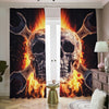 Flaming Skull And Cross Wrench Print Blackout Pencil Pleat Curtains