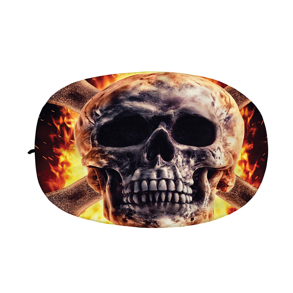 Flaming Skull And Cross Wrench Print Car Side Mirror Covers