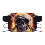 Flaming Skull And Cross Wrench Print Car Windshield Snow Cover