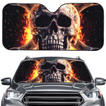 Flaming Skull And Cross Wrench Print Car Windshield Sun Shade