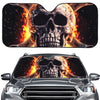 Flaming Skull And Cross Wrench Print Car Windshield Sun Shade