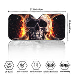 Flaming Skull And Cross Wrench Print Car Windshield Sun Shade