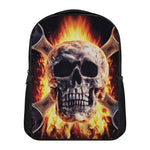 Flaming Skull And Cross Wrench Print Casual Backpack