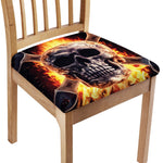 Flaming Skull And Cross Wrench Print Chair Cushion Cover