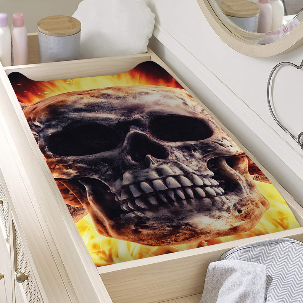 Flaming Skull And Cross Wrench Print Changing Pad Cover