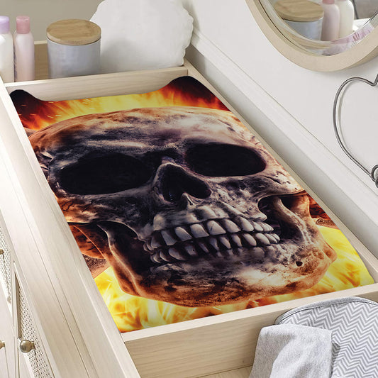 Flaming Skull And Cross Wrench Print Changing Pad Cover
