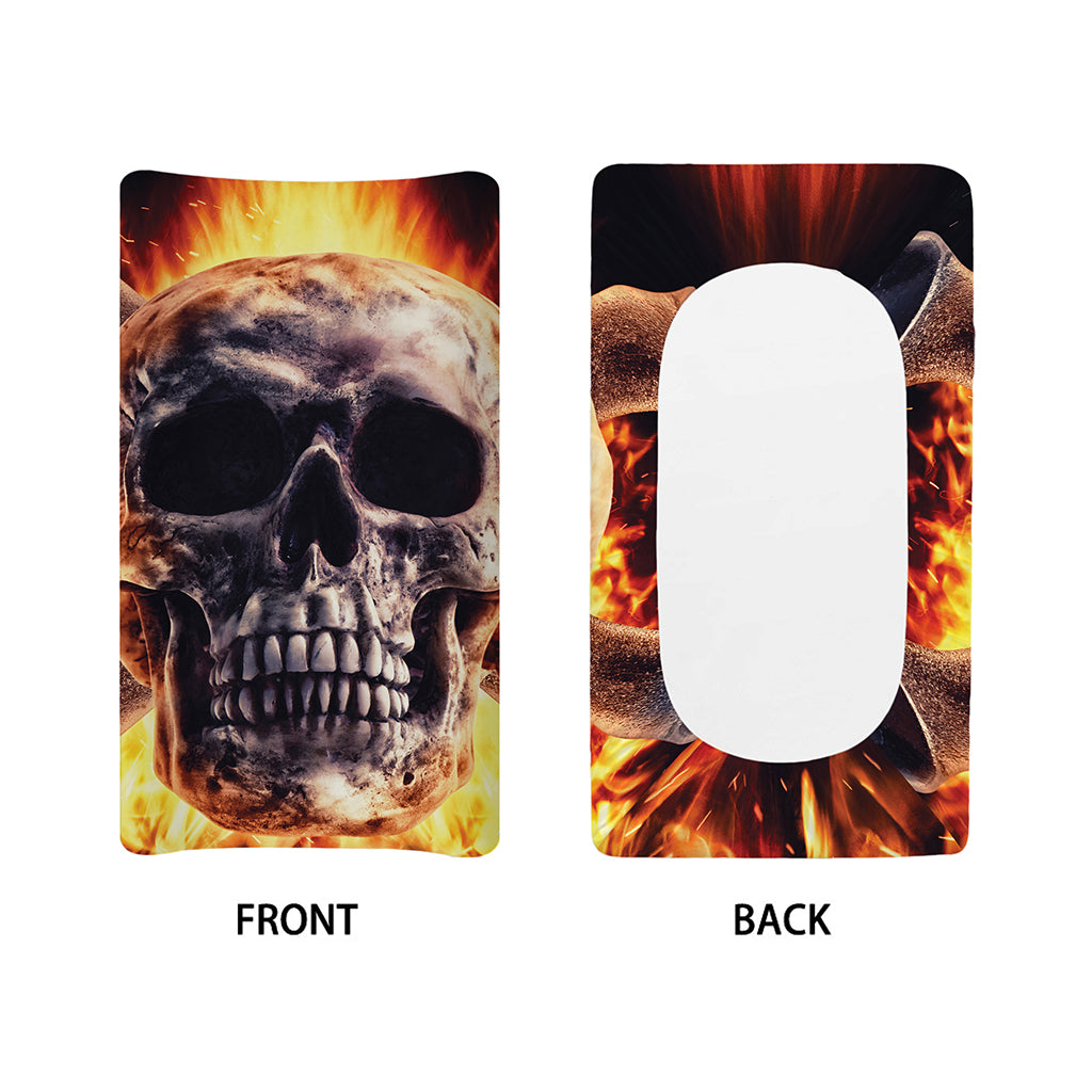 Flaming Skull And Cross Wrench Print Changing Pad Cover