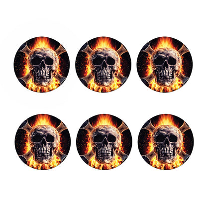 Flaming Skull And Cross Wrench Print Coaster Set