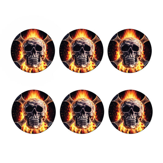 Flaming Skull And Cross Wrench Print Coaster Set