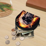 Flaming Skull And Cross Wrench Print Coin Purse
