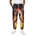 Flaming Skull And Cross Wrench Print Cotton Sweatpants