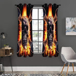 Flaming Skull And Cross Wrench Print Curtain