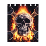 Flaming Skull And Cross Wrench Print Curtain