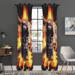 Flaming Skull And Cross Wrench Print Curtain