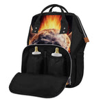 Flaming Skull And Cross Wrench Print Diaper Bag