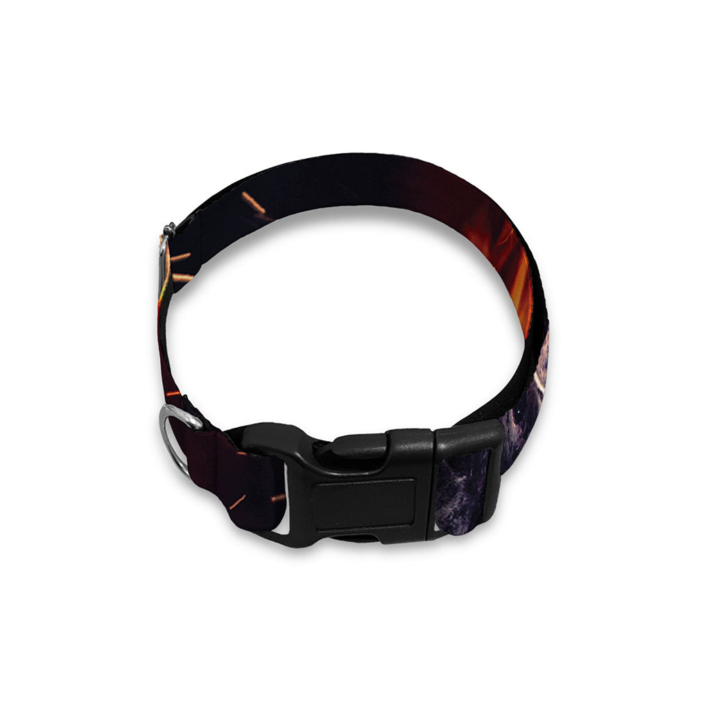 Flaming Skull And Cross Wrench Print Dog Collar