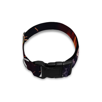 Flaming Skull And Cross Wrench Print Dog Collar
