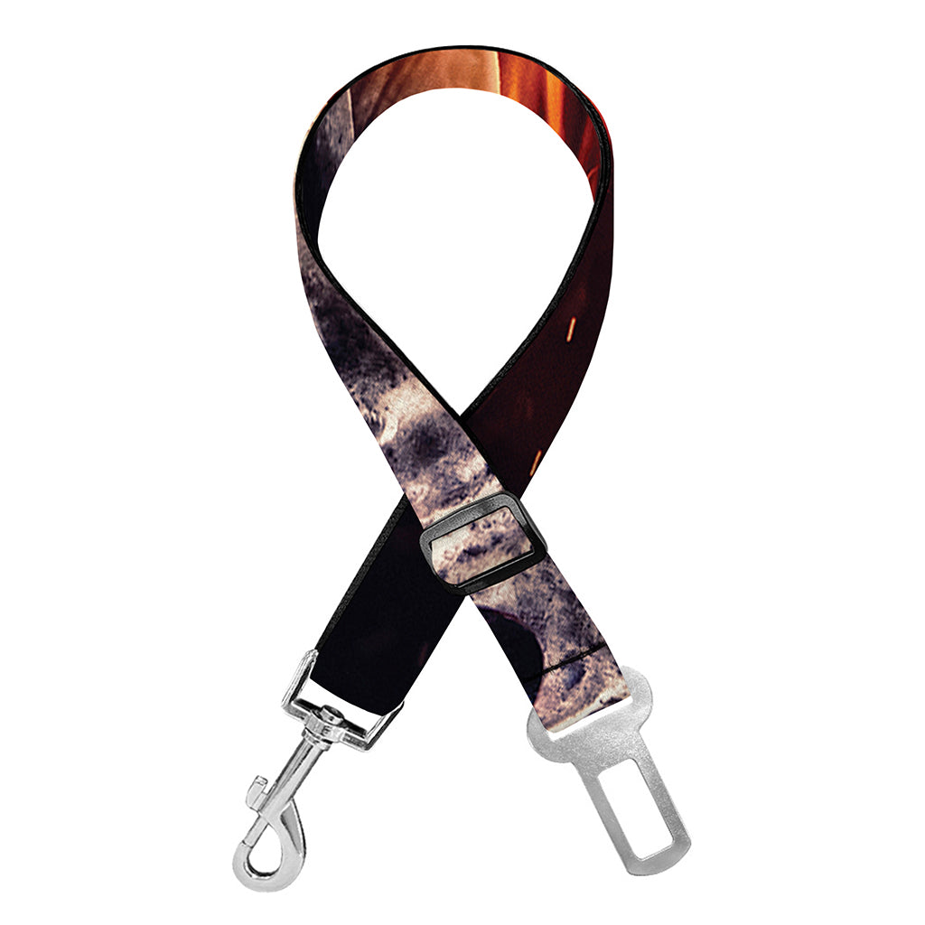 Flaming Skull And Cross Wrench Print Dog Seat Belt