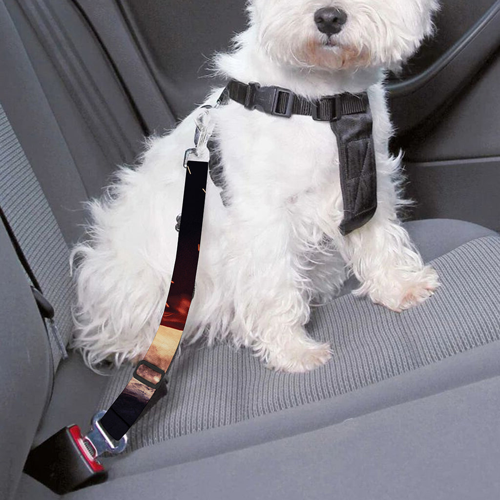 Flaming Skull And Cross Wrench Print Dog Seat Belt