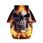 Flaming Skull And Cross Wrench Print Dog Zip Up Hoodie