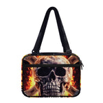 Flaming Skull And Cross Wrench Print Double Strap Bible Bag